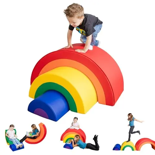 Schooled rainbow-colored soft leather arc climber for toddlers