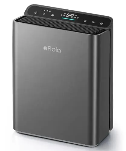 Afloia EUROPA air purifier in grey with digital display showing air quality