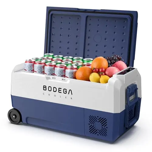 BODEGA 40L dual zone car refrigerator in silver with LED light