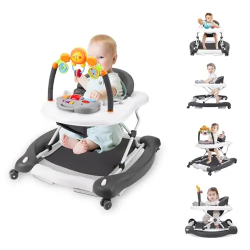 Boyro Baby 5-in-1 grey baby walker and bouncer combo