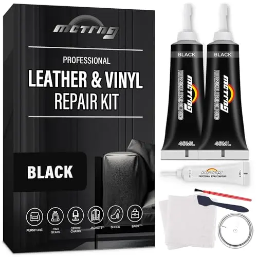 MCTRHG Black Leather and Vinyl Repair Kit box with applicator tools