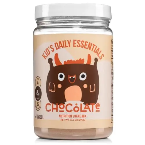 Naked Chocolate Kids protein powder in a pouch for mixing