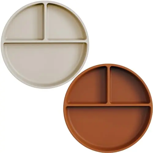 Moonkie Baby Suction Plate showing divided sections and soft silicone material