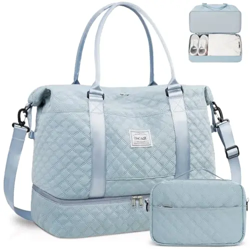 BAGAIL light blue extra large duffle bag with wet pocket