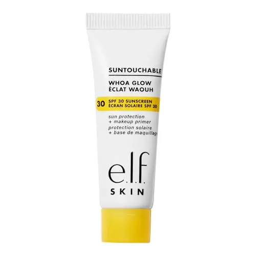 e.l.f. Suntouchable Whoa Glow SPF 30 Mini sunscreen with peach shimmer