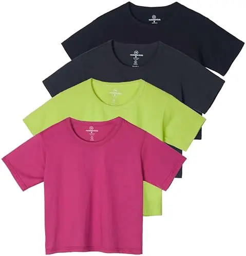 Real Essentials women's short sleeve cotton crop top in classic colors