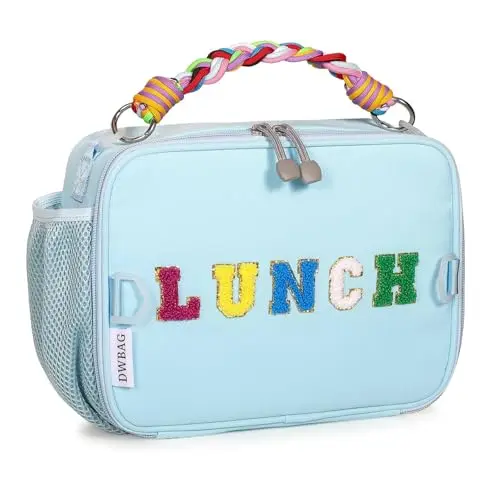 DWBAG Blue Insulated Lunch Bag for boys with shoulder strap