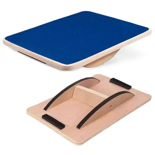Juoe blue non-slip wooden wobble exercise balance board