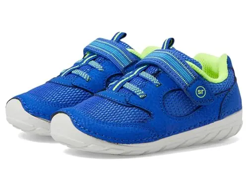 Stride Rite baby sneaker in bright blue with hook and loop closure