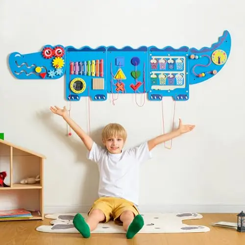 Nigwet Crocodile Sensory Wall Panels with multiple activity stations