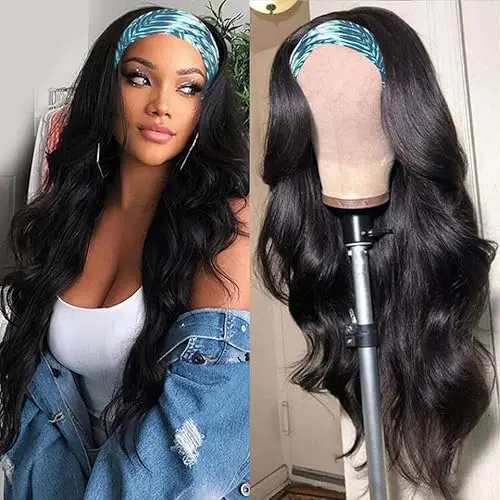 Catti Headband Wig Human Hair Body Wave shown in a body wave style