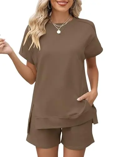 LOMON Loungewear 2 Piece Set in Khaki color