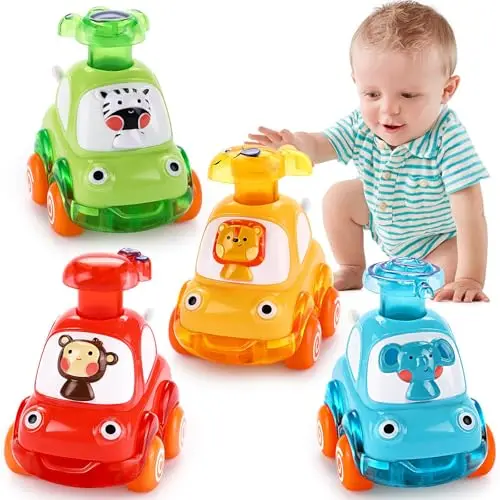 Palmatte press and go animal car toys for 1 year old boys