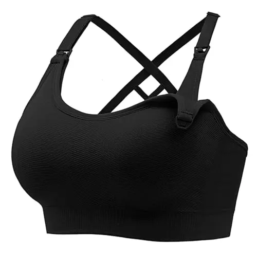Angelhood Seamless Nursing Sports Bra in Black