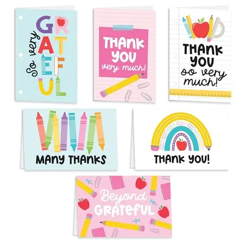 Hadley Designs Teacher Thank You Cards with colorful doodle designs