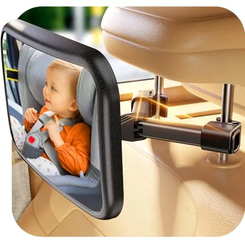 TAZENI baby car mirror with unique hook clip attachment system