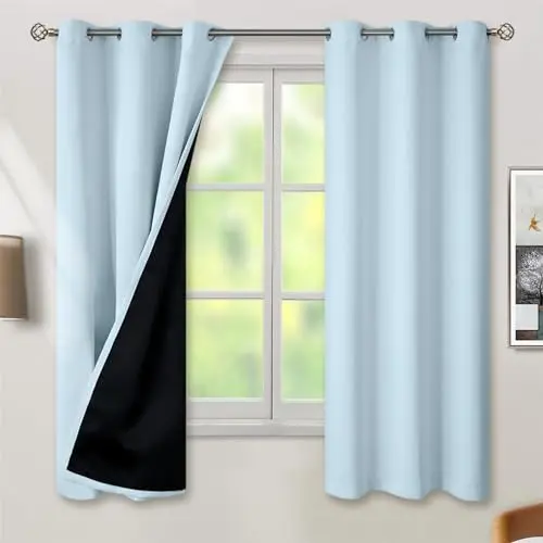 BGment baby blue blackout curtains with grommet top, designed for a kids' room.