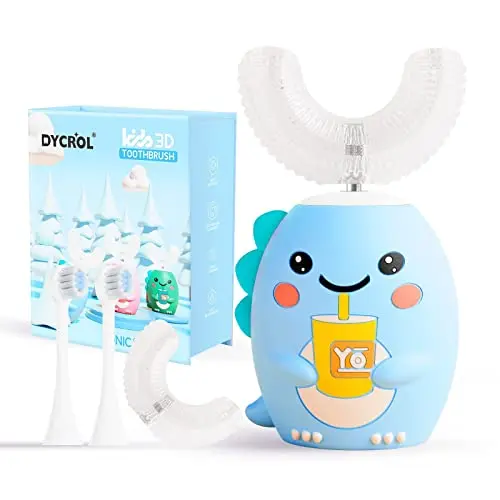 DYCROL U-shaped kids electric toothbrush with dinosaur design