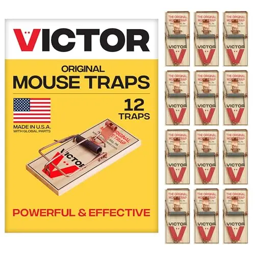 VICTOR original wooden mouse traps with metal pedals, 12-pack