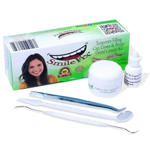 SmileFix Dental Repair Kit with cement powder and liquid bottles