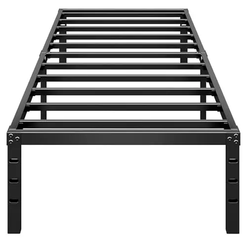 HLIPHA simple black metal twin size platform bed frame