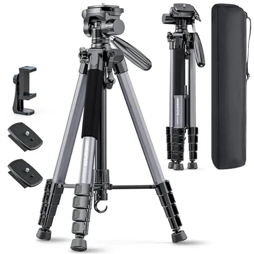 CAMBOFOTO 74-inch Gunmetal Gray Aluminum Tripod