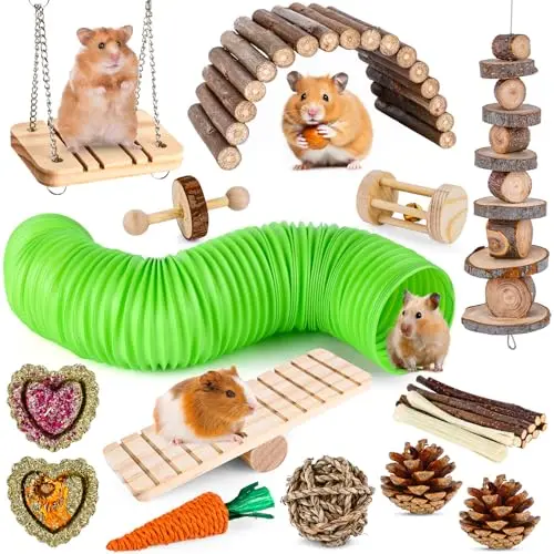 VESPRO comprehensive toy set with tunnel, swing, and chew items for small pets