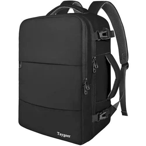 Taygeer black convertible travel backpack that can be used as a handbag or backpack