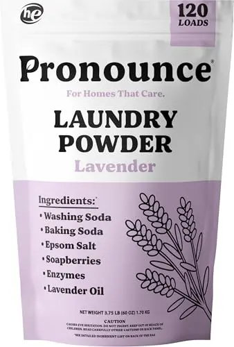 Pronounce natural laundry detergent powder in bag