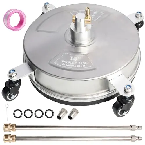 Hourleey 14-inch stainless steel pressure washer surface cleaner with quick connect