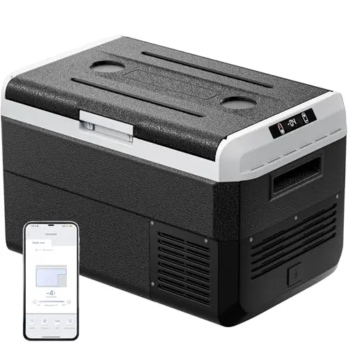 EKOJUCE 43 quart black portable car refrigerator with LCD display