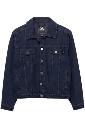 X RAY navy denim jacket for boys with distressed detailing