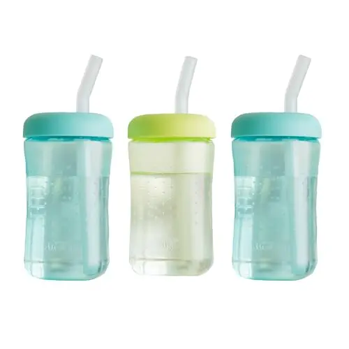 The First Years Squeeze and Sip toddler cup with green silicone straw