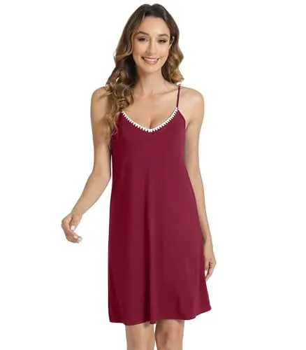 WiWi spaghetti strap chemise nightgown in wine color