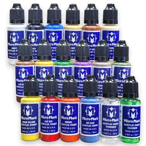 Micro-Mark Basic Color Model Paint Set with dropper bottles