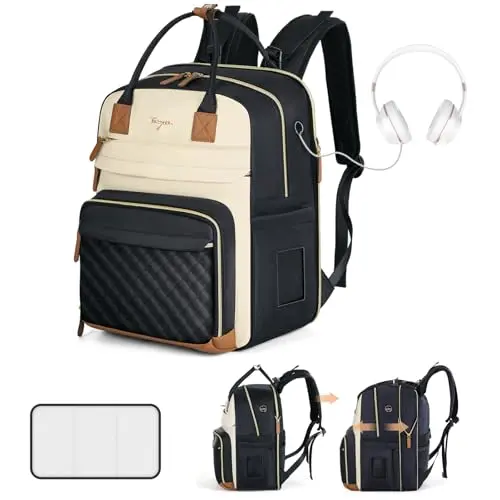 Tonyeee apricot and black extra large expandable diaper backpack