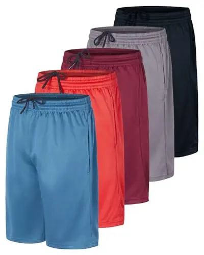 Real Essentials Boys Athletic Basketball Sports Shorts with pockets