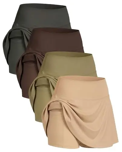 Real Essentials ribbed active skort for women with side pockets