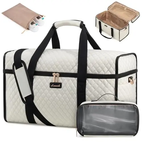 LOVEVOOK quilted duffle bag with wide 180-degree opening