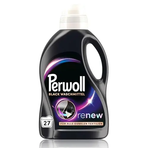 Perwoll Black liquid laundry detergent bottle with Triple-Renew technology