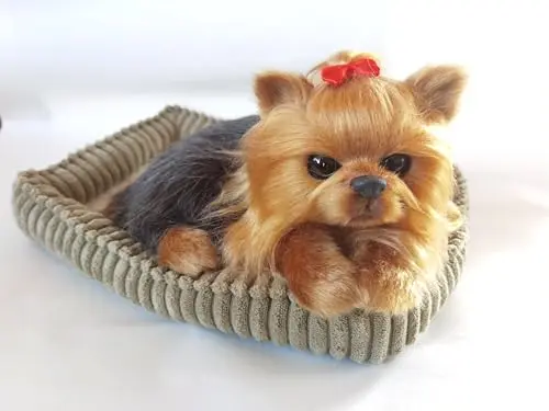Realistic Yorkshire Terrier plush toy that nods its head