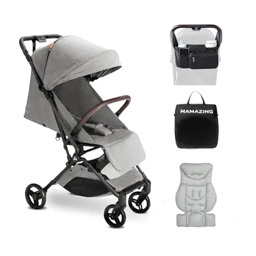 MAMAZING lightweight carbon fiber travel stroller with included organizer and cushion