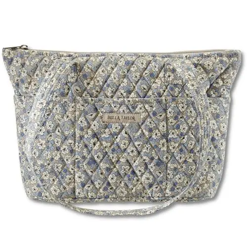 Bella Taylor small quilted floral cotton tote purse for women