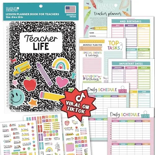 Hadley Designs Notebook Colorful Desk Calendar Teacher Planner