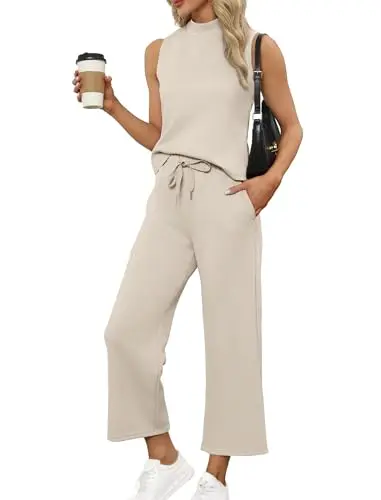 SAMPEEL Women's Two-Piece Lounge Set in Beige