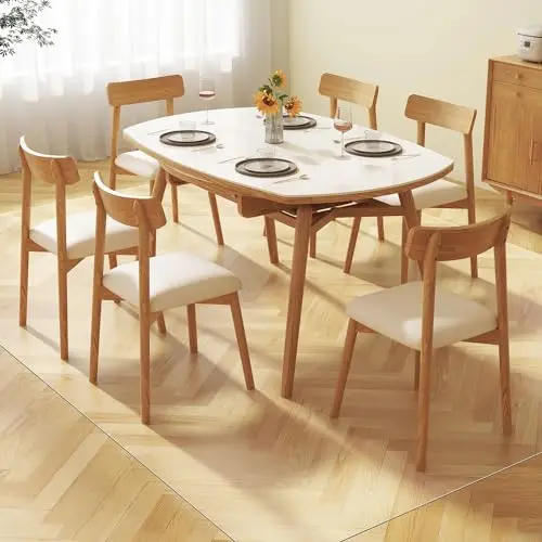 Clear PVC floor protection mat under a dining table