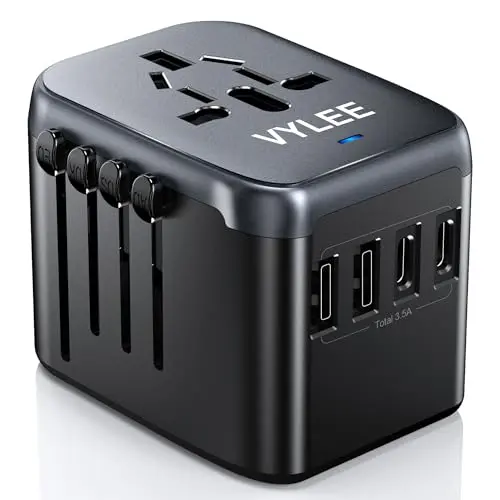 VYLEE Universal Travel Adapter with multiple plug types