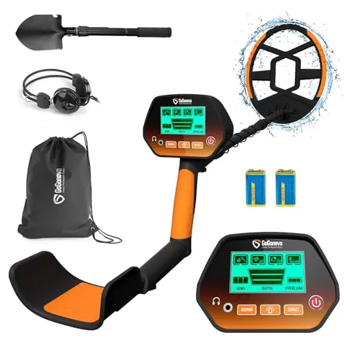 GoGonova orange metal detector for adults and kids with adjustable stem and LCD display