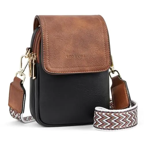 Bostanten Multi-Pocket small crossbody bag with wide strap and multiple compartments