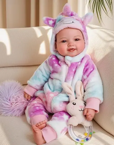 BABESIDE 17-inch large realistic soft body baby doll with hand-rooted eyelashes and cute outfit